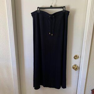 Lauren Ralph Lauren XL Black Maxi Skirt Stretch Drawstring